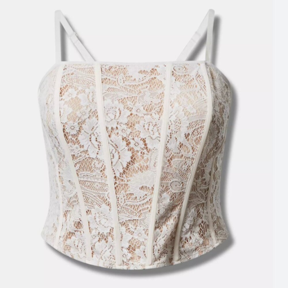 White Lace Corset Cami Top